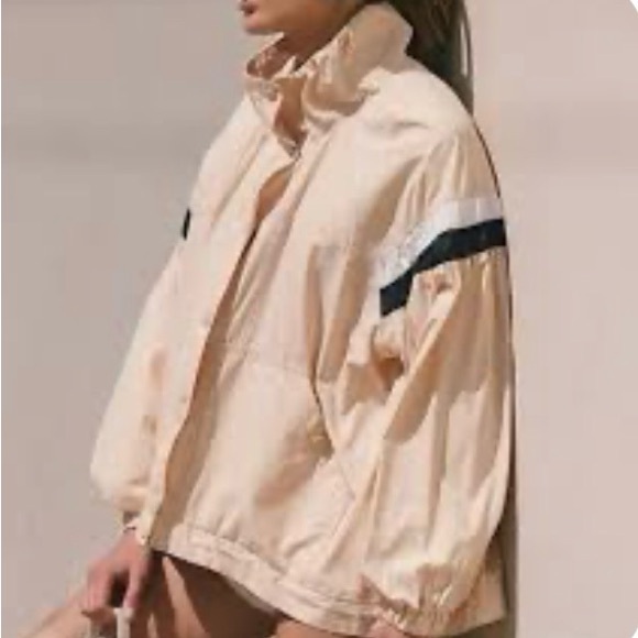 Free People Jackets & Blazers - 💋NWT💋Free People Cream Bomber Jacket with Black and White Stripes 030